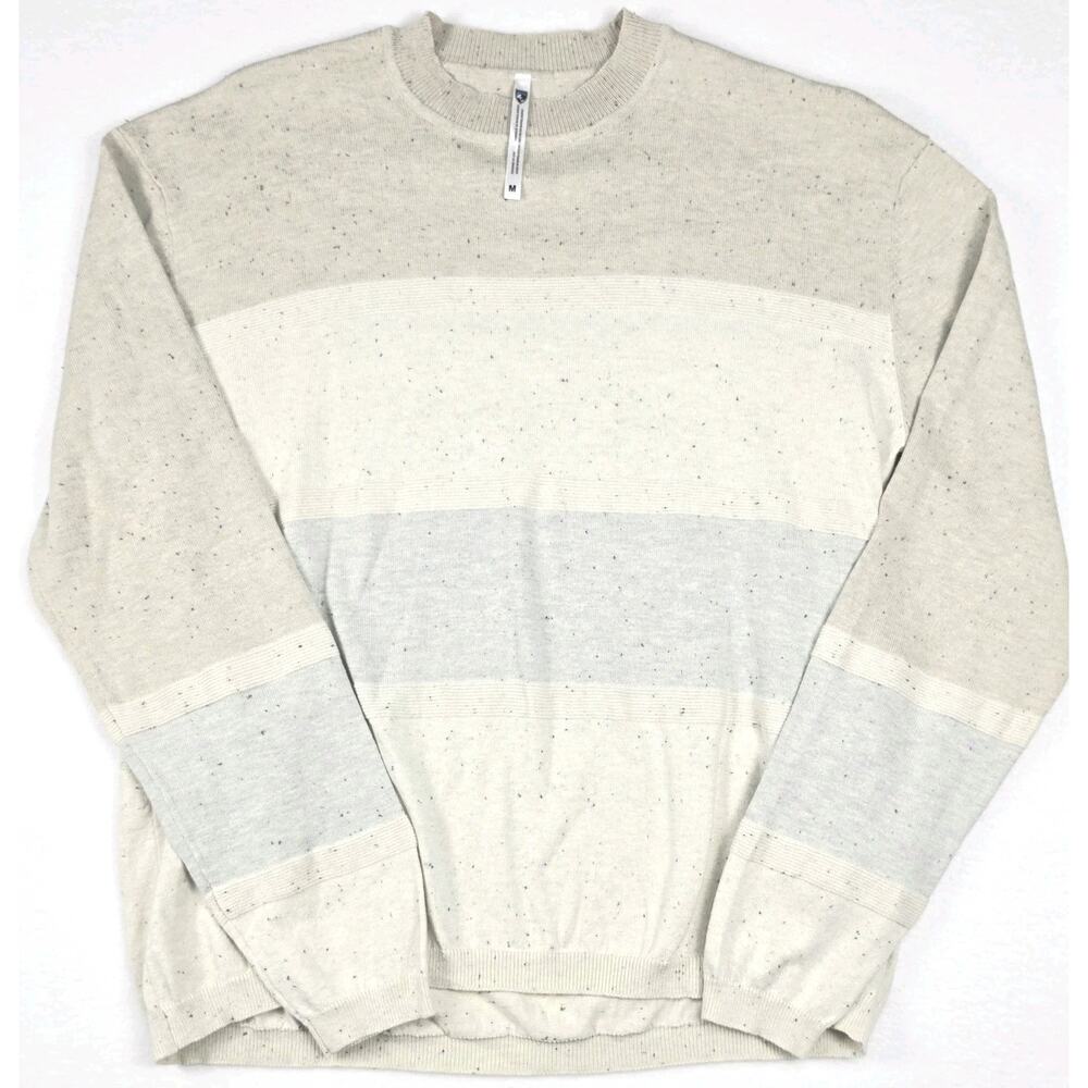 Kuhl Valencia Sweater Women's Medium Stone Beige Striped Pullover Mock Neck